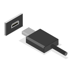 3D Isometric Flat  Set of USB Types. Item 3