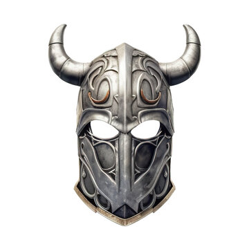Viking helmet, medieval helmet with horns on transparent background Generative AI