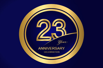 Fototapeta premium 23 Year Anniversary Logo, Golden Color, Vector Template Design element for birthday, invitation, wedding, jubilee and greeting card illustration.