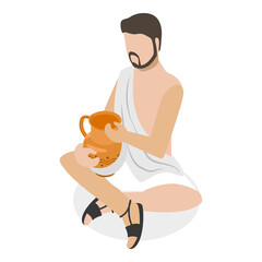 3D Isometric Flat  Set of Ancient Roman Characters. Item 1