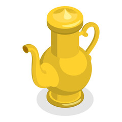 3D Isometric Flat  Set of Arabic Teapot. Item 4