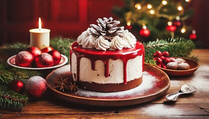 christmas cake with christmas tree