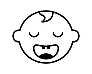 Happy baby head icon. Cute happiness sleeping child face with joyful peace and funny vector calmness