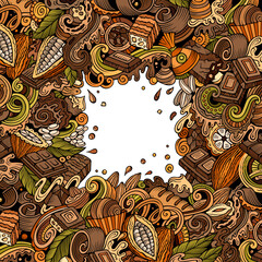 Chocolate hand drawn vector doodles frame