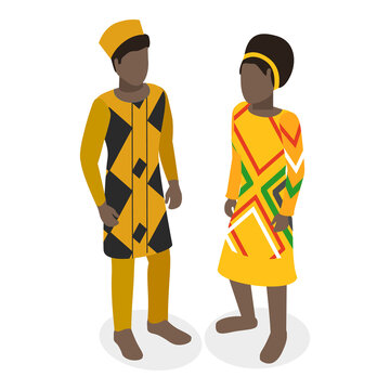 3D Isometric Flat  Set of African Outfit. Item 2