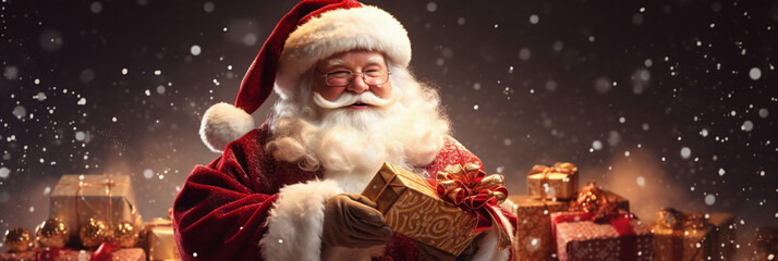 Christmas Santa Claus banner, bringing holiday magic