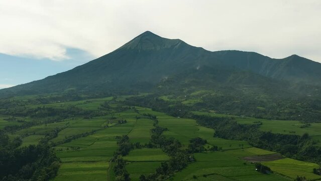 Top view of agricultural plantations and farmland at the foot of the Kanlaonn volcano. Negros, Philippines
