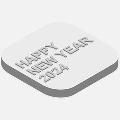 Happy New Year 2024. Vector illustration. Isometric 3d icon