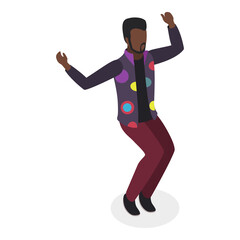 3D Isometric Flat  Set of People with 90s Outfit. Item 4