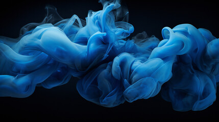blue Ink liquid fluid banner on black background. generative AI.