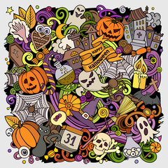 Cartoon vector doodles Happy Halloween illustration