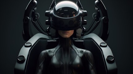 Fototapeta premium Futuristic equipment for a virtual reality experience, AI generative
