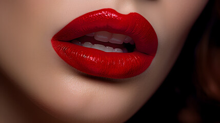 Fototapeta premium close up of red sensual lips