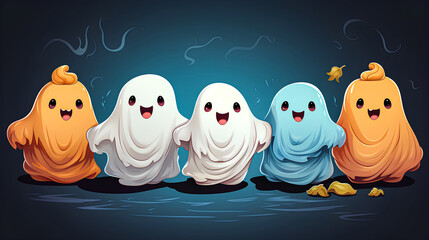 Cheerful Ghostly Giggles. Boo-tifully Funny!. Ghosts Just Wanna Have Fun - obrazy, fototapety, plakaty