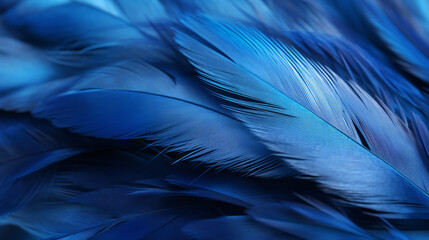 blue Feather ultra macro close-up banner background. generative AI.