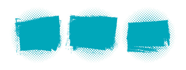 Grunge Paint Brush Stroke Banner Template Set Halftone Dot Texture Transparent Background