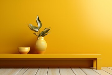 a flat wall mockup with flowers on the side