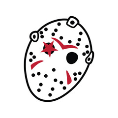 hockey mask vector with red star on eyes