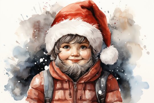 baby Santa watercolour illustration