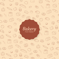 Bakery seamless pattern with logo