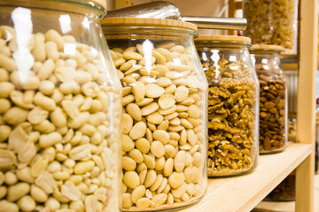 Self service bulk organic food. Eco-friendly zero waste shop. Small local business. Walnuts and almonds
