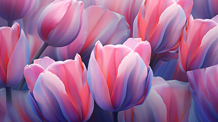 close up of a field of colorful tulips