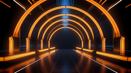 Neon tunnel graphic poster web page PPT background
