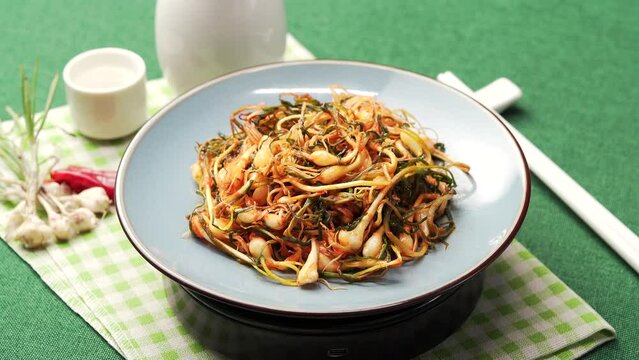 Korean specialty pickles and garlic salad