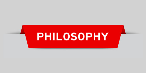 Red color inserted label with word philosophy on gray background - obrazy, fototapety, plakaty