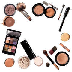 Stunning Makeup Accessories, Flat Lay, PNG, beauty product assortment, Ai generate