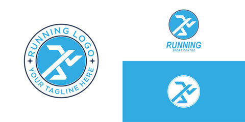 Simple running logo design with modern concept| premium vector