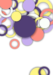 Colorful geometric abstract background. Overlapping colorful circles and rings. Modern elegance, bright fashion background. Brochure and banner template. Vector