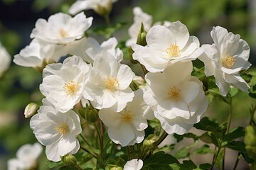 High-resolution 8K stock photo of beautiful white garden flowers. Generative AI