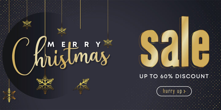 Christmas discount promo offers sale holiday seasonal banner. Modern Xmas banner design. Winter holidays social media poster. Merry Christmas and Happy New Year shopping promotion post