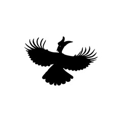 Fototapeta na wymiar Flying Great Horn Bird Silhouette. Can use for Art Illustration, Logo Gram, Website, Pictogram or Graphic Design Element. Vector Illustration 