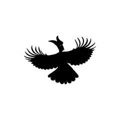 Flying Great Horn Bird Silhouette. Can use for Art Illustration, Logo Gram, Website, Pictogram or Graphic Design Element. Vector Illustration
