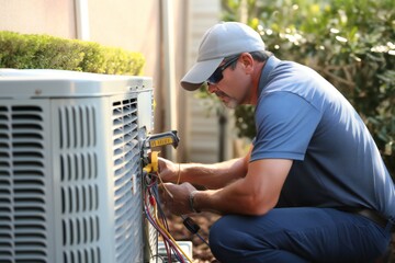 Skilled Technician Providing Air Conditioner Repair Services