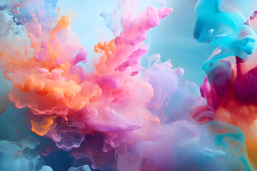 colorful smoke on dark background. Motion Color drop in water,Ink swirling in ,Colorful ink...