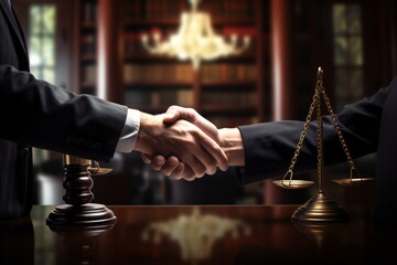 Professional Handshake Between Justice and Legal Client - obrazy, fototapety, plakaty
