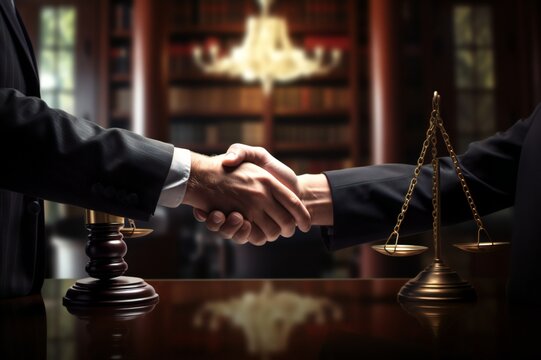 Professional Handshake Between Justice and Legal Client