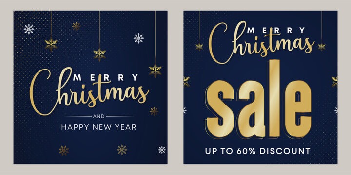 Christmas discount promo offers sale holiday seasonal banner. Modern Xmas banner design. Winter holidays social media poster. Merry Christmas and Happy New Year shopping promotion post