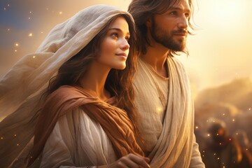Jesus Christ travels with a girl. Love, romance, holding hands, family, virgin mary, religion...