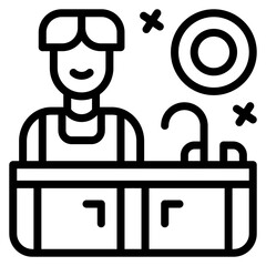 Man Washing Dishes Icon