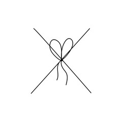 Simple line bows on ribbon. Bow on string, lines and corners decoration design. 