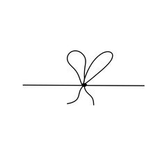 Simple line bows on ribbon. Bow on string, lines and corners decoration design. 
