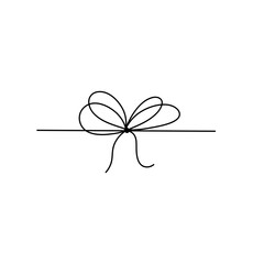 Simple line bows on ribbon. Bow on string, lines and corners decoration design. 