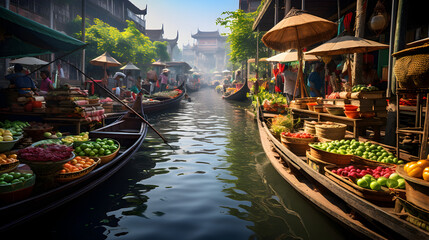 Fototapeta na wymiar floating markets
