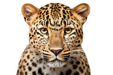 Naklejka premium Close-up portrait of leopard white background