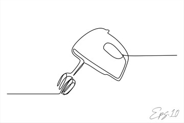 Continuous line art drawing of cake mixing tool
