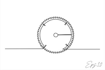 continuous line art drawing of saw blade - obrazy, fototapety, plakaty